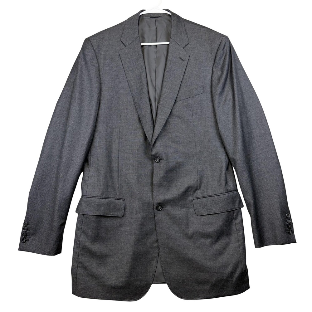David August Blazer Mens 40L Gray Wool Check Two Button Suit Jacket‎ Classic Fit